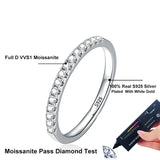 Moissanite Eternity Band – 925 Sterling Silver Wedding Ring with White Gold Plating