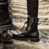 Men’s PU Leather Safety Boots – Stylish Platform Ankle Boots with Waterproof and Metal Toe Cap