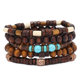 Adjustable Natural Wood Beaded Bracelet – Casual & Sporty Style for Women
