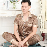 Luxury Men's Paisley Pajama Set - Soft Imitation Silk Full Sleeve Sleepwear with Elastic Waist