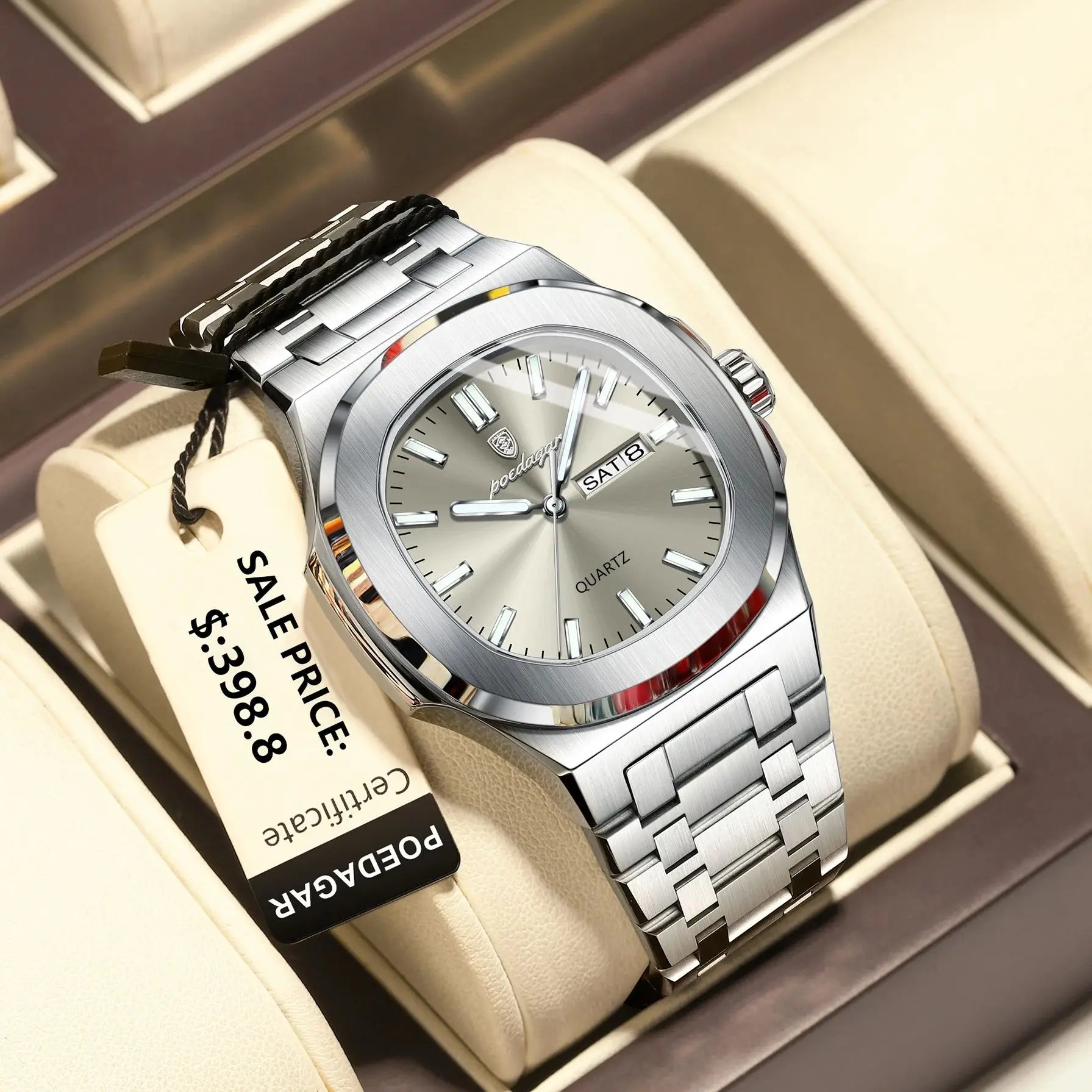 Men's Luxury Military Watch – Stainless Steel, Waterproof, Luminous, Date & Week Display