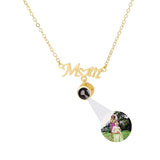 Personalized Photo Projection Necklace with Rose Pendant