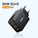 30W Fast Travel Charger – Dual USB & Type-C Power Adapter for iPhone, Samsung & More