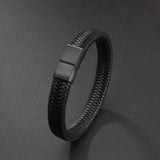 Men's Geometric Leather Bracelet with Zinc Alloy Magnet Clasp – Hiphop/Rock Fashion Accessory