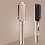 Dual-Use LCD Electric Straightening Brush & Curler with Temperature Control