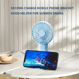 Mini USB Charging Handheld Fan – Portable Desktop Fan with Phone Holder