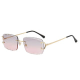 Gafas de sol cuadradas sin montura Gafas de sol de tendencia de metal de alta calidad para hombres y mujeres Gafas de sol estilo street shot