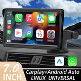 Universal 7-Inch Car Display with Wireless CarPlay, Android Auto & FM Transmitter