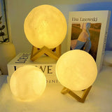 3D Moon LED Night Light with Button Battery – Portable Soft Glow Lamp