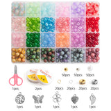 28-Color Glass Beads DIY Jewelry Making Kit – 8mm Round Crystal Beads with Accessories