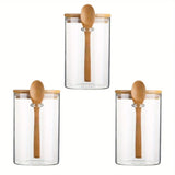 Frascos de vidrio herméticos de 18 oz con tapas y cucharas: recipientes transparentes para almacenar especias y dulces