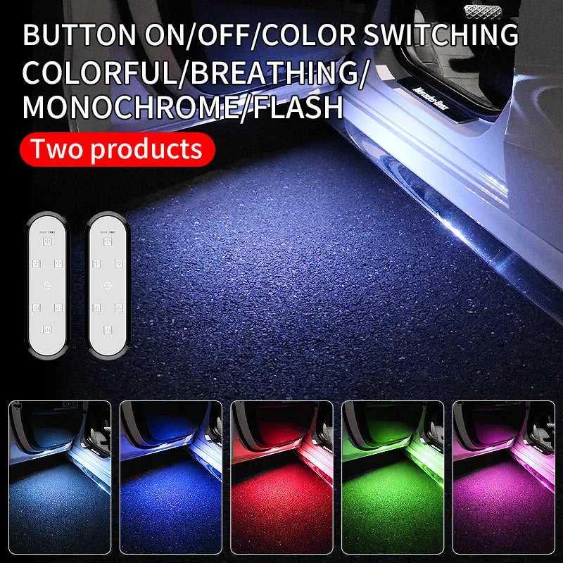 USB-C Rechargeable Car Door Welcome Lights with 7 Colors & Magnetic Mount