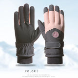 Winter Unisex Snowboard Ski Gloves PU Leather Non-slip Touch Screen Waterproof Motorcycle Cycling Fleece Warm Snow Gloves