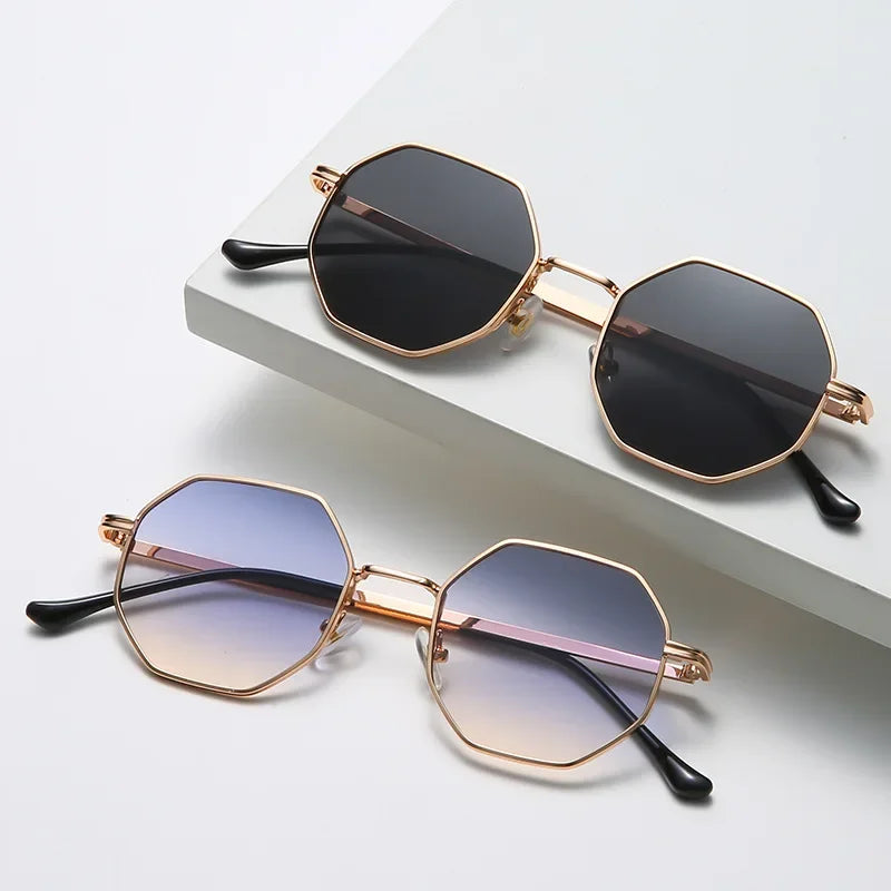 Unisex Retro Polygonal Sunglasses – Classic Metal Frame with UV400 Protection for Men & Women