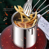 Freidora de acero inoxidable con cesta | Olla pequeña multifuncional para freír y cocinar