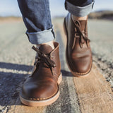 Men’s Winter Leather Desert Boots – Split Leather Lace-Up Ankle Boots with Canvas Lining