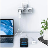 Regleta de enchufes TESSAN EU KR con tomas de CA y puertos de carga USB, adaptador de enchufes de pared para el hogar y la oficina