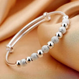 925 Sterling Silver Open Cuff Bracelet for Women - Trendy Adjustable Bangle Jewelry