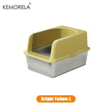 XL Stainless Steel Cat Litter Box with Lid – High Sides, Odor-Resistant, for Large & Small Cats