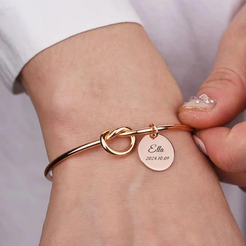 Personalized Name Cuff Bracelet - Custom Engraved Stainless Steel Bangle for Women
