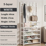 Perchero para ropa, zapatero de varias capas, para puerta, estante para sombreros y zapatos, organizador sencillo de suelo para sala de estar, estantes de almacenamiento