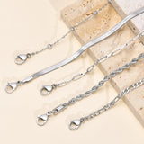 Juego de 5 pulseras de cadena de oro y plata: joyería de acero inoxidable de moda para mujeres