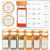 Frascos de vidrio para especias con tapas de bambú: recipientes para condimentos y saleros y pimenteros para organizar la cocina