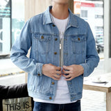 Men’s Casual Denim Jacket – Lightweight Spring & Fall Outerwear with Turn-Down Collar