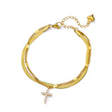 Pulsera de acero inoxidable con dijes de moda para mujer: diseño de plantas con cierre de pinza de langosta
