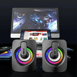 Compact Stereo Computer Speaker with LED Lights and 3.5mm AUX for PC and MacBook