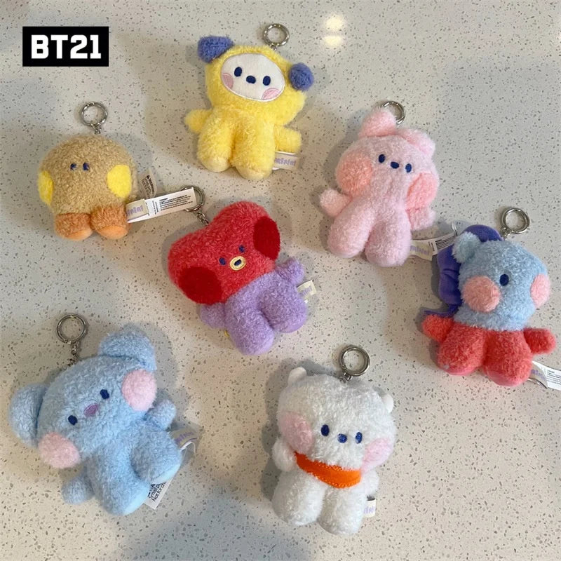 BT21 Mini Plush Keychain - Cute 8cm COOKY/RJ/TATA Character Backpack Charm
