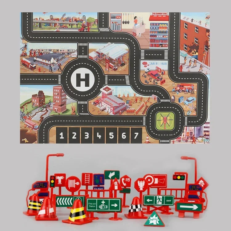 Alfombra de juegos para bebés: alfombra con mapa de tráfico de la ciudad para que los niños se diviertan y aprendan