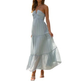 Bohemian V-Neck Sleeveless Midi Dress for Women - Spring Summer A-Line