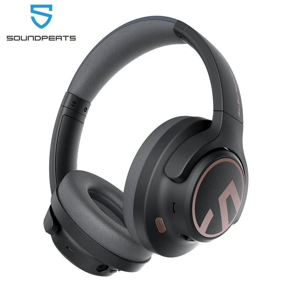 Auriculares inalámbricos con cancelación activa de ruido híbridos SoundPEATS Space con Bluetooth 5.3, 123 horas de reproducción, micrófono y conexión multipunto