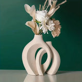 Set of 2 Hollow Nordic Ceramic Vases – Minimalist Boho Decor for a Stylish Home