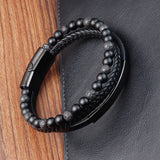Men’s Leather Magnetic Clasp Bracelet – Trendy Rope Chain Charm Accessory