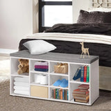Modern Shoe Storage Bench with Cushion – 10-Compartment Entryway Organizer with Adjustable Shelves