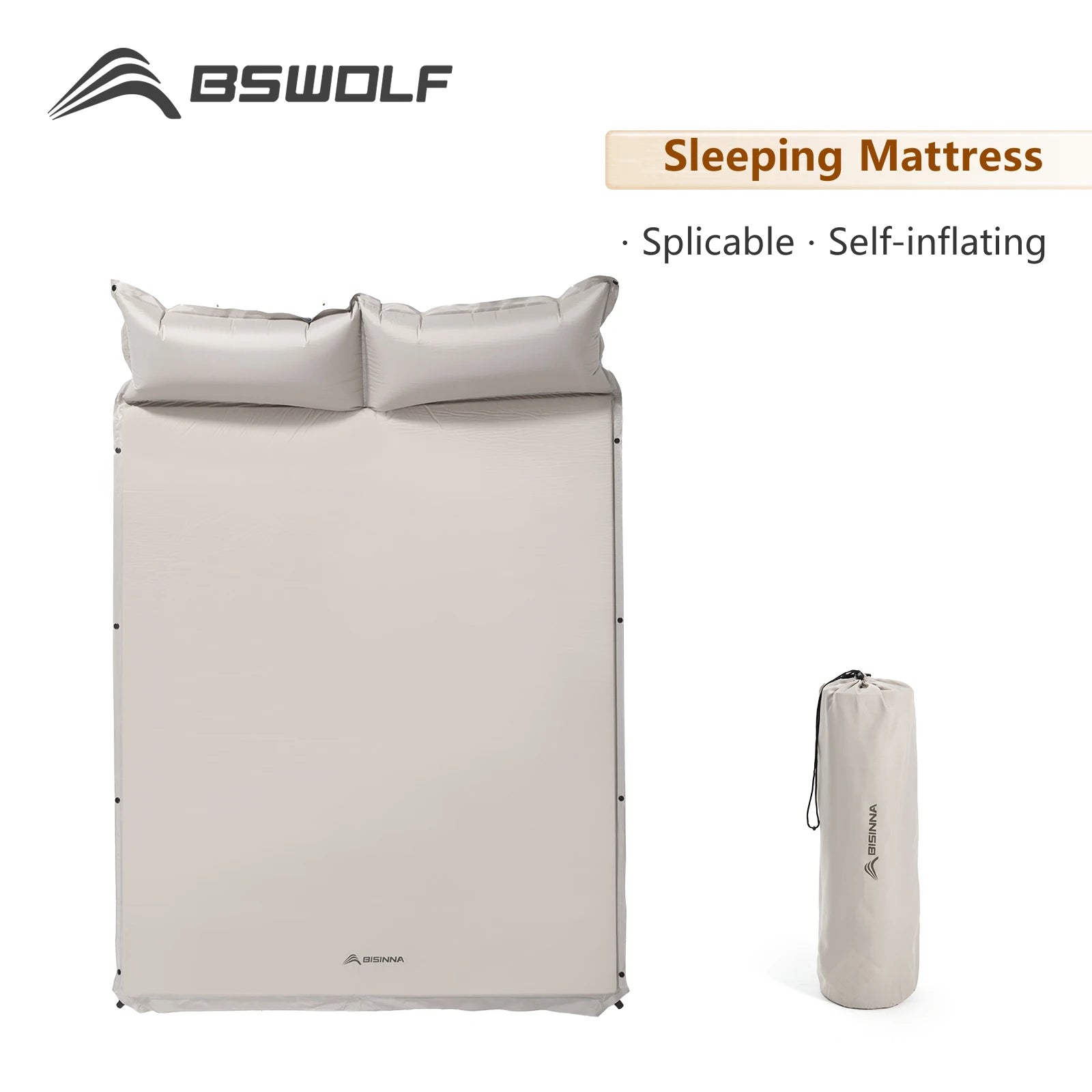 Self-Inflating Camping Sleeping Mat with Built-In Pillow – Lightweight, Waterproof & Portable Pad for Outdoor Adventures