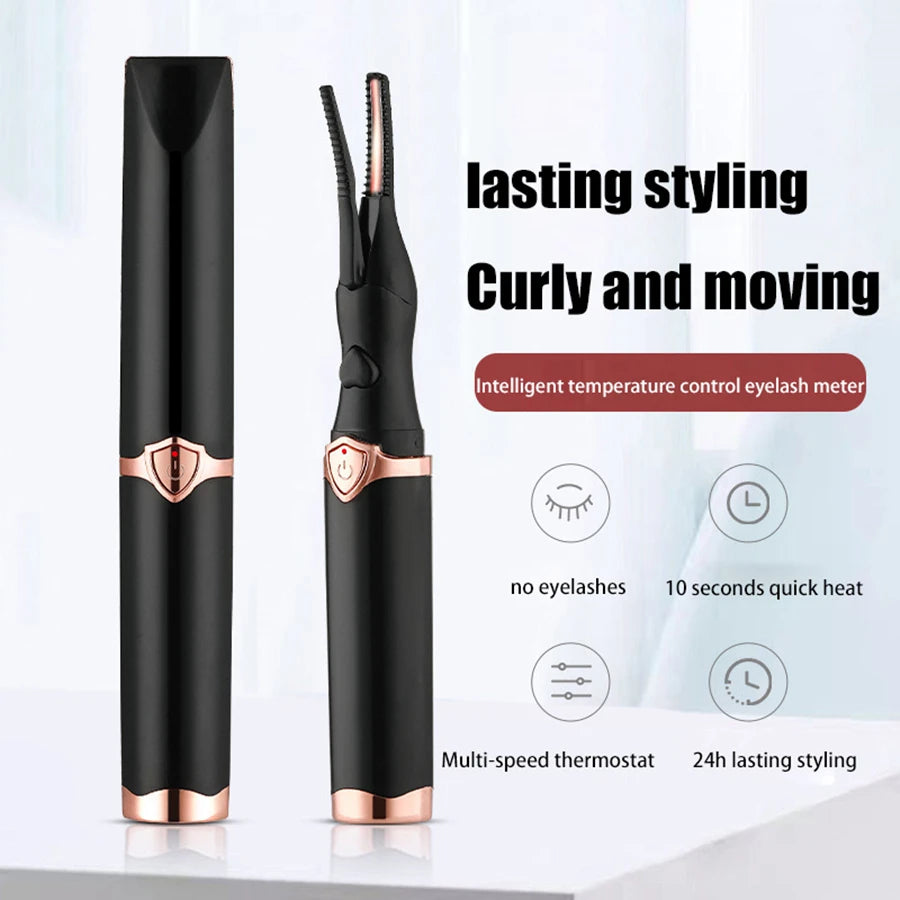Portable USB Heated Eyelash Curler with Adjustable Temperature for Natural & False Lashes