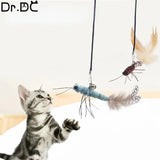 Interactive Feather Teaser Wand for Cats – Fun Toy with Bell, Wool & Dragonfly Head