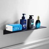 Estantería de baño moderna en blanco, negro y dorado cepillado: estante de pared