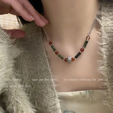 Collar de mariposa con cuentas de estilo chino: elegante cadena de clavícula de verano para mujer