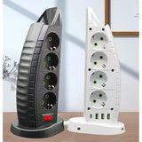 Tower Multi Power Strip with 4 Outlets, 1 Type-C & 3 USB Ports – 2m Extension Cable, Overload Protection