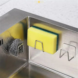 Soporte de acero inoxidable para esponja de fregadero: rejilla de secado de drenaje adhesiva para organizar la cocina