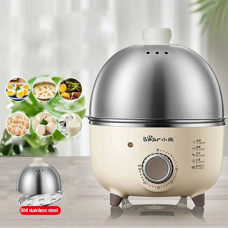Hervidor de huevos eléctrico de 360 ​​W, máquina de desayuno, multicocina, vaporera, cocina automática para huevos, cocina al vapor para natillas caseras con temporizador