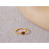 Minimalist Gold Stainless Steel Ring with Natural Stone – Chic & Waterproof Jewelry