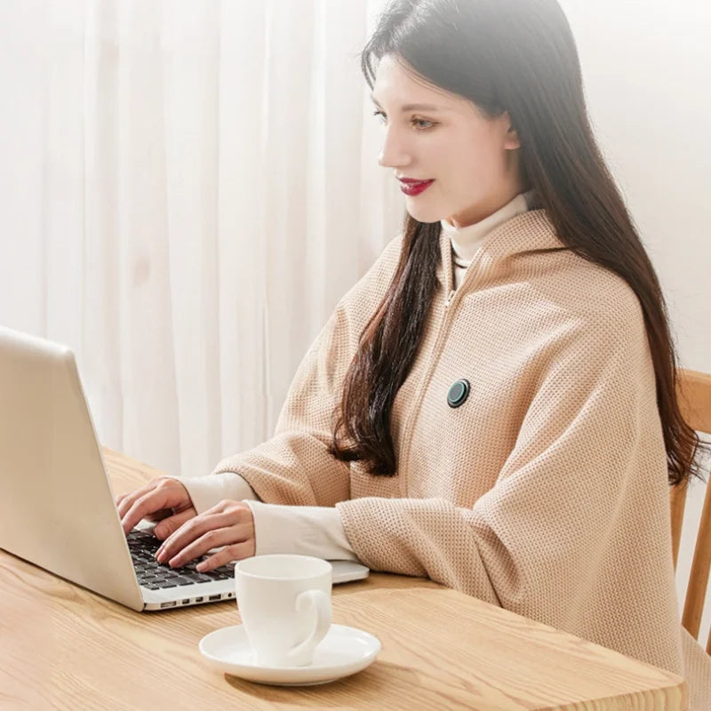 USB Heated Wearable Blanket – Machine Washable, 3-Temperature Level Shawl for Home, Office & Travel