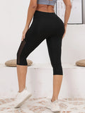 High-Waist Mesh Capri Yoga Leggings with Pockets