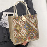 Women’s Linen Tote Bag – Foldable Casual Handbag with Large Capacity & Cotton Rope Handle