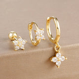 Colorful Zircon Stainless Steel Huggie Hoop Earrings Set – Geometric Aesthetic Jewelry for Women